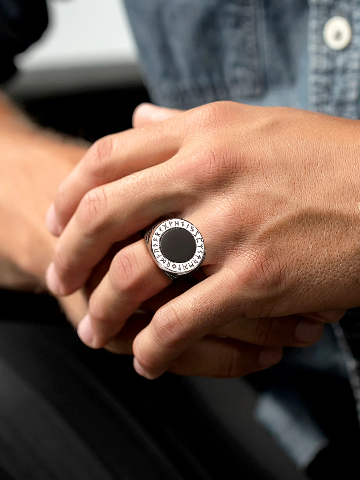 Chevalières en acier inoxydable, Runes nordiques et symboles vikings (Taille 7 à 14) – Image 6